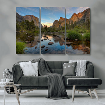 55893831-MGV-CV-36X24-Yosemite Valley Wall Art Canvas Print, Framed El Capitan Art Picture Print, Sierra Landspace Perfect Rustic Nature Decor Artwork