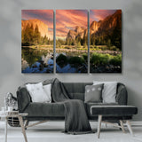 31199457-MGV-CV-36X24-Yosemite Valley Wall Art Canvas Print, Framed El Capitan Art Picture Print, Sunset Sky Perfect Vibrant Western Decor Artwork