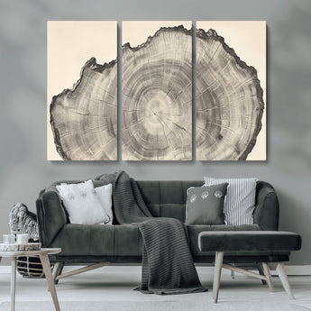 98921313-MGV-CV-36X24-Tree Ring Wall Art Canvas Print, Framed Wood Slice Art Picture Print, Minimalist Wood Perfect Rustic Academic Decor Artwork
