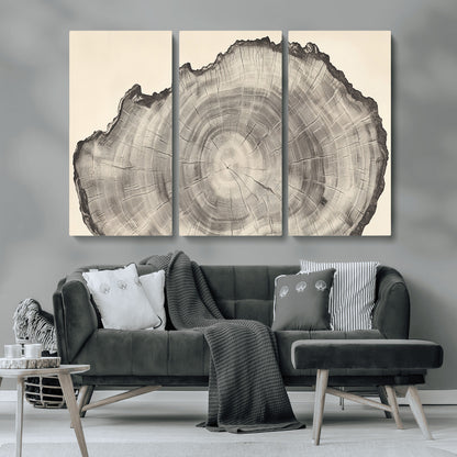 98921313-MGV-CV-36X24-Tree Ring Wall Art Canvas Print, Framed Wood Slice Art Picture Print, Minimalist Wood Perfect Rustic Academic Decor Artwork
