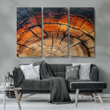 65909987-MGV-CV-36X24-Rustic Tree Ring Wall Art – Nature Inspired Wooden Texture Canvas Print, Modern Abstract Artwork for Living Room, Bedroom, Office