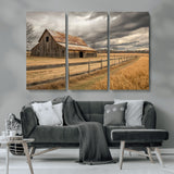 26821575-MGV-CV-36X24-Old Barn Wall Art Canvas Print, Framed Rustic Barn Art Picture Print, Moody Farm Perfect Rustic Farmhouse Decor Artwork