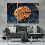 18975622-MGV-CV-36X24-Burnt Wood Wall Art Canvas Print, Framed Aged Timber Art Picture Print, Rustic Tree Slice Perfect Rustic Decor Artwork for Home,