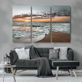 40632752-MGV-CV-36X24-Ocean Sunset Wall Art Canvas Print, Framed Beach Waves Art Picture Print, Coastal Scene Perfect Coastal Decor Artwork