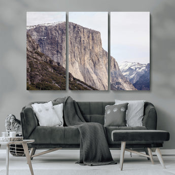 74506434-MGV-CV-36X24-El Capitan Wall Art Canvas Print, Framed Yosemite Cliff Art Picture Print, Sierra Nevada Perfect Sierra Minimalism Decor Artwork