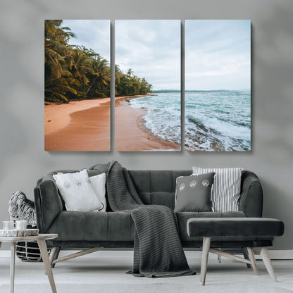 88125882-MGV-CV-36X24-Tropical Shoreline Wall Art Canvas Print, Framed Palm Trees Art Picture Print, Tropical Ocean Perfect Tropical Coastal Decor