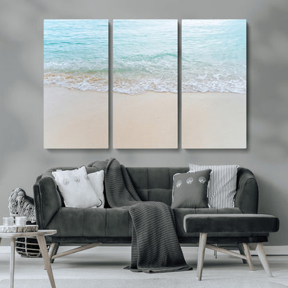 77194056-MGV-CV-36X24-Soft Shoreline Wall Art Canvas Print, Framed Gentle Waves Art Picture Print, Clear Water Perfect Minimalist Coastal Decor Artwork