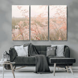 79164340-MGV-CV-48X32-3P-Pastel Grasses Wall Art Canvas Print, Framed Soft Meadow Art Picture Print, Field in Breeze Perfect Pastel Minimal Decor Artwork