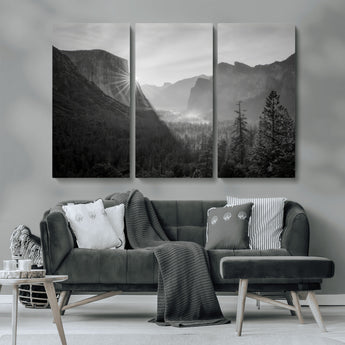 39278955-MGV-CV-36X24-Yosemite Valley Wall Art Canvas Print, Framed El Capitan Art Picture Print, Misty Mountain Perfect Modern Rustic Decor Artwork