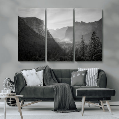 39278955-MGV-CV-36X24-Yosemite Valley Wall Art Canvas Print, Framed El Capitan Art Picture Print, Misty Mountain Perfect Modern Rustic Decor Artwork