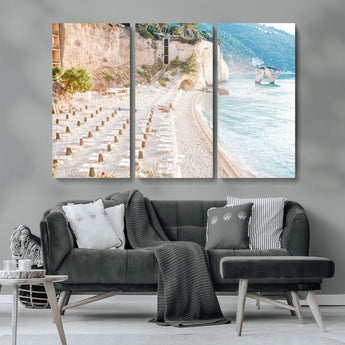 84816639-MGV-CV-36X24-Mediterranean Beach Wall Art Canvas Print, Framed Airy Coastal Art Picture Print, Summer Shore Perfect Coastal Retreat Decor
