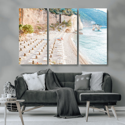 84816639-MGV-CV-36X24-Mediterranean Beach Wall Art Canvas Print, Framed Airy Coastal Art Picture Print, Summer Shore Perfect Coastal Retreat Decor