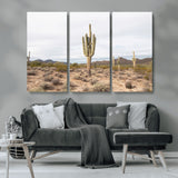 96147924-MGV-CV-36X24-Saguaro Cactus Wall Art Canvas Print, Framed Desert Cactus Art Picture Print, Earthy Desert Perfect Southwestern Boho Decor