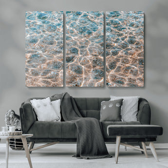 26580287-MGV-CV-36X24-Clear Water Wall Art Canvas Print, Framed Sunlit Ripples Art Picture Print, Ocean Texture Perfect Modern Coastal Decor Artwork