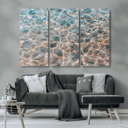 26580287-MGV-CV-36X24-Clear Water Wall Art Canvas Print, Framed Sunlit Ripples Art Picture Print, Ocean Texture Perfect Modern Coastal Decor Artwork