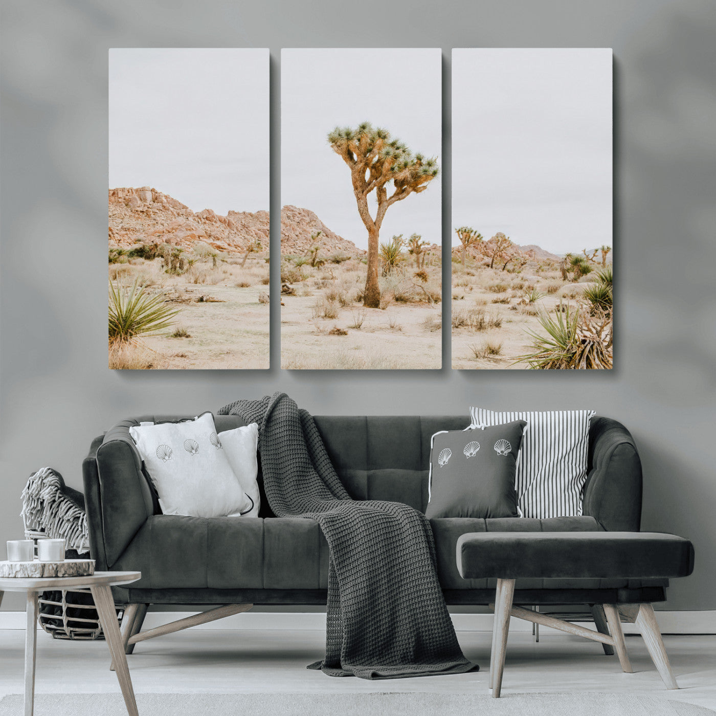 67109959-MGV-CV-36X24-Joshua Tree Wall Art Canvas Print, Framed Neutral Desert Art Picture Print, Earthy Landscape Perfect Neutral Boho Decor Artwork