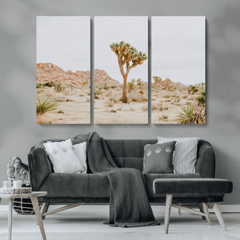 67109959-MGV-CV-36X24-Joshua Tree Wall Art Canvas Print, Framed Neutral Desert Art Picture Print, Earthy Landscape Perfect Neutral Boho Decor Artwork