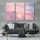 22874890-MGV-CV-36X24-Pastel Sky Wall Art Canvas Print, Framed Dreamy Cloudscape Art Picture Print, Sunset Glow Perfect Minimalist Serenity Decor