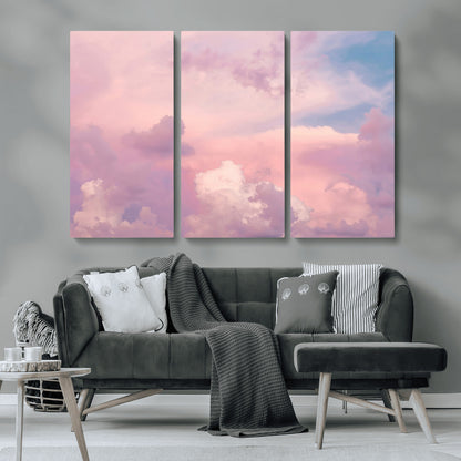 22874890-MGV-CV-36X24-Pastel Sky Wall Art Canvas Print, Framed Dreamy Cloudscape Art Picture Print, Sunset Glow Perfect Minimalist Serenity Decor