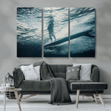 71192524-MGV-CV-36X24-Submerged Surf Wall Art Canvas Print, Framed Underwater Perspective Art Picture Print, Ocean Surf Perfect Coastal Adventure Decor