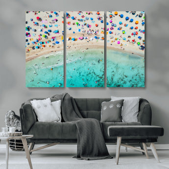 76172085-MGV-CV-36X24-Tropical Shoreline Wall Art Canvas Print, Framed Beach Relaxing Art Picture Print, Aerial Summer Perfect Coastal Vibrant Decor