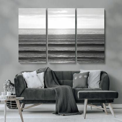 47305203-MGV-CV-36X24-Monochrome Ocean Wall Art Canvas Print, Framed Moody Ocean Art Picture Print, Calm Ocean Perfect Minimalist Coastal Decor Artwork