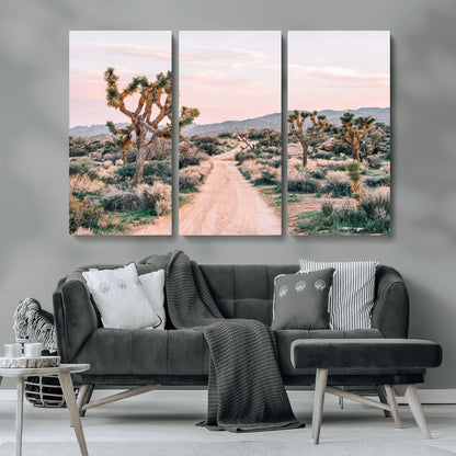 12540952-MGV-CV-36X24-Joshua Tree Park Wall Art Canvas Print, Framed Desert Road Art Picture Print, Sunset Drive Perfect Southwestern Boho Decor Artwork