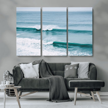 73692470-MGV-CV-36X24-Ocean Swell Wall Art Canvas Print, Framed Surf Waves Art Picture Print, Blue Water Perfect Coastal Dynamic Decor Artwork