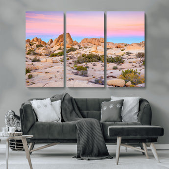 96167137-MGV-CV-36X24-Vibrant Sunset Sky Wall Art Canvas Print, Framed Joshua Tree Art Picture Print, Rugged Terrain Perfect Southwestern Boho Decor