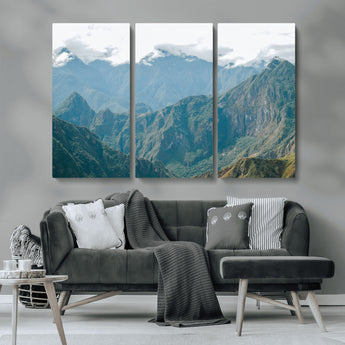 79393816-MGV-CV-36X24-Misty Mountain Wall Art Canvas Print, Framed Cloudy Andean Art Picture Print, Rugged Mountain Perfect Rustic Nature Decor Artwork