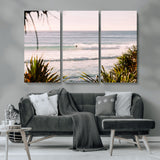 23287092-MGV-CV-36X24-Ocean Surfer Wall Art Canvas Print, Framed Coastal Surf Art Picture Print, Tropical Beach Perfect Tropical Coastal Decor Artwork