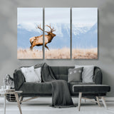 96024025-MGV-CV-36X24-Elk Photography Wall Art Canvas Print, Framed Mountain Wildlife Art Picture Print, Rustic Lodge Decor Perfect Rustic Lodge Decor