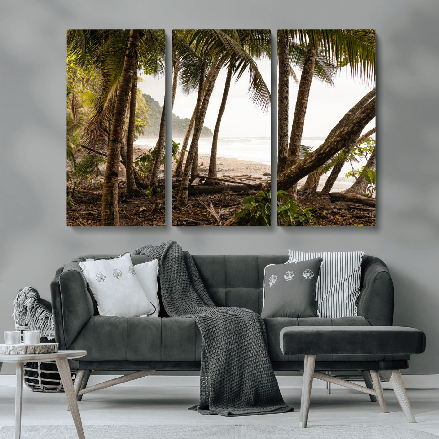 92093951-MGV-CV-36X24-Tropical Jungle Wall Art Canvas Print, Framed Palm Tree Forest Art Picture Print, Coastal Escape Perfect Jungle Retreat Decor
