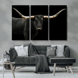 99448328-MGV-CV-36X24-Longhorn Cattle Wall Art Canvas Print, Framed Texas Ranch Art Picture Print, Western Cow Perfect Farmhouse Decor Artwork