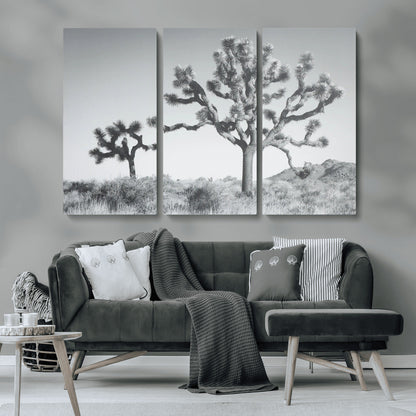 29996209-MGV-CV-36X24-Joshua Tree Art Wall Art Canvas Print, Framed Black White Landscape Art Picture Print, Desert Tree Decor Perfect Southwestern Boho