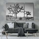 50975475-MGV-CV-36X24-Joshua Tree Art Wall Art Canvas Print, Framed Desert Tree Print Art Picture Print, Black White Nature Perfect Southwestern Boho