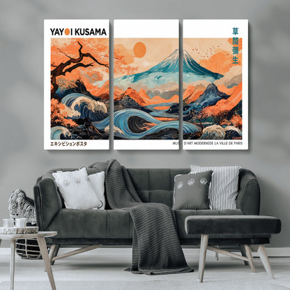88785870-MGV-CV-36X24-Japanese Great Wave & Mt Fuji Wall Art – Ukiyo e Style Landscape Print with Flowing River, Autumn Mountain Poster, Oriental Asian