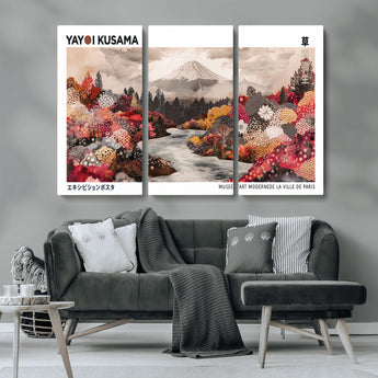 32352074-MGV-CV-36X24-Japanese Landscape Wall Art – Mount Fuji River Canvas Print, Modern Asian Inspired Nature Decor for Living Room, Bedroom, Office