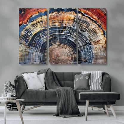 38987581-MGV-CV-36X24-Tree Ring Art Wall Art Canvas Print, Framed Rustic Wall Decor Art Picture Print, Nature Grain Print Perfect Modern Rustic Decor