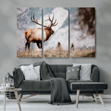 70489411-MGV-CV-36X24-Elk Photography Wall Art Canvas Print, Framed Mountain Wildlife Art Picture Print, Rustic Nature Decor Perfect Rustic Lodge Decor