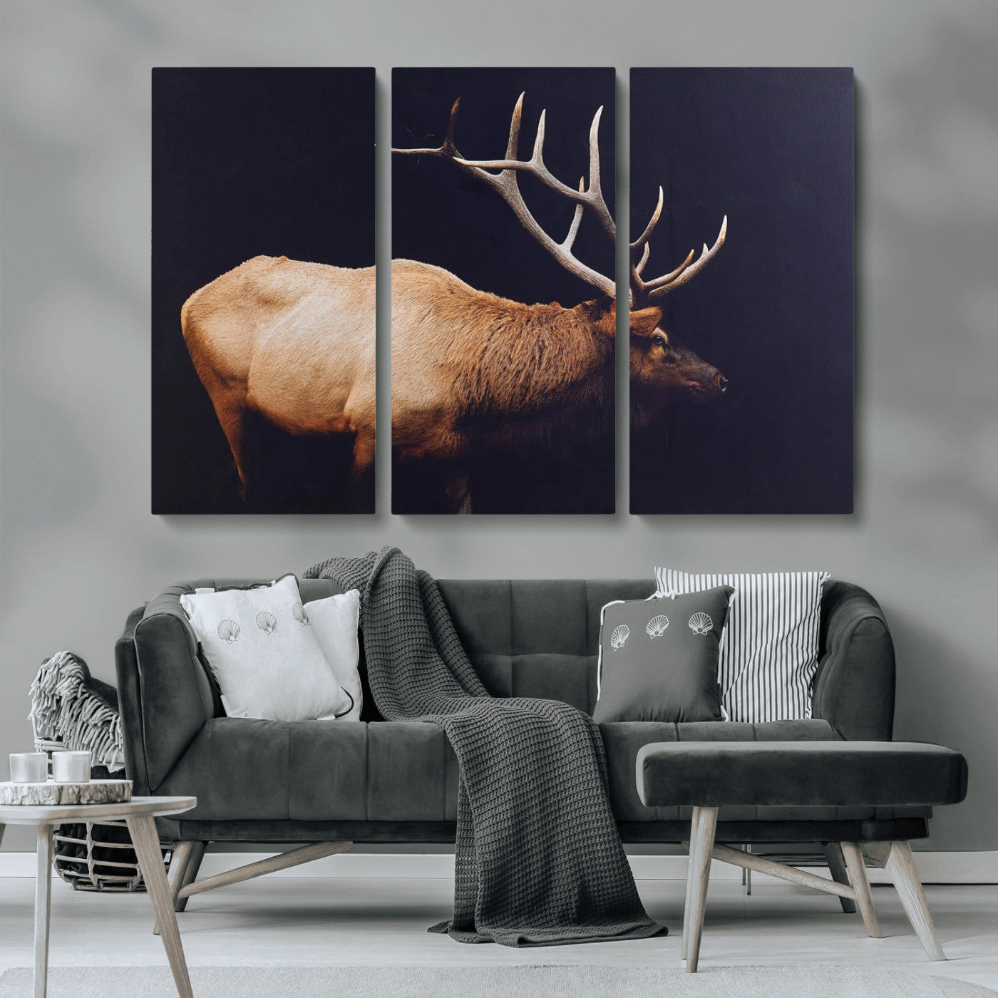89239257-MGV-CV-36X24-Bull Elk Decor Wall Art Canvas Print, Framed Elk Photography Art Picture Print, Rustic Wildlife Perfect Rustic Lodge Decor Artwork