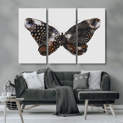 99831147-MGV-CV-36X24-Spotted Butterfly Wall Art Canvas Print, Framed Neutral Insect Theme Art Picture Print, Earthy Wing Pattern Perfect Modern Rustic
