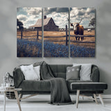 51092814-MGV-CV-36X24-Texas Longhorn Wall Art Wall Art Canvas Print, Framed Rustic Barn Canvas Art Picture Print, Farmhouse Cow Decor Perfect Rustic