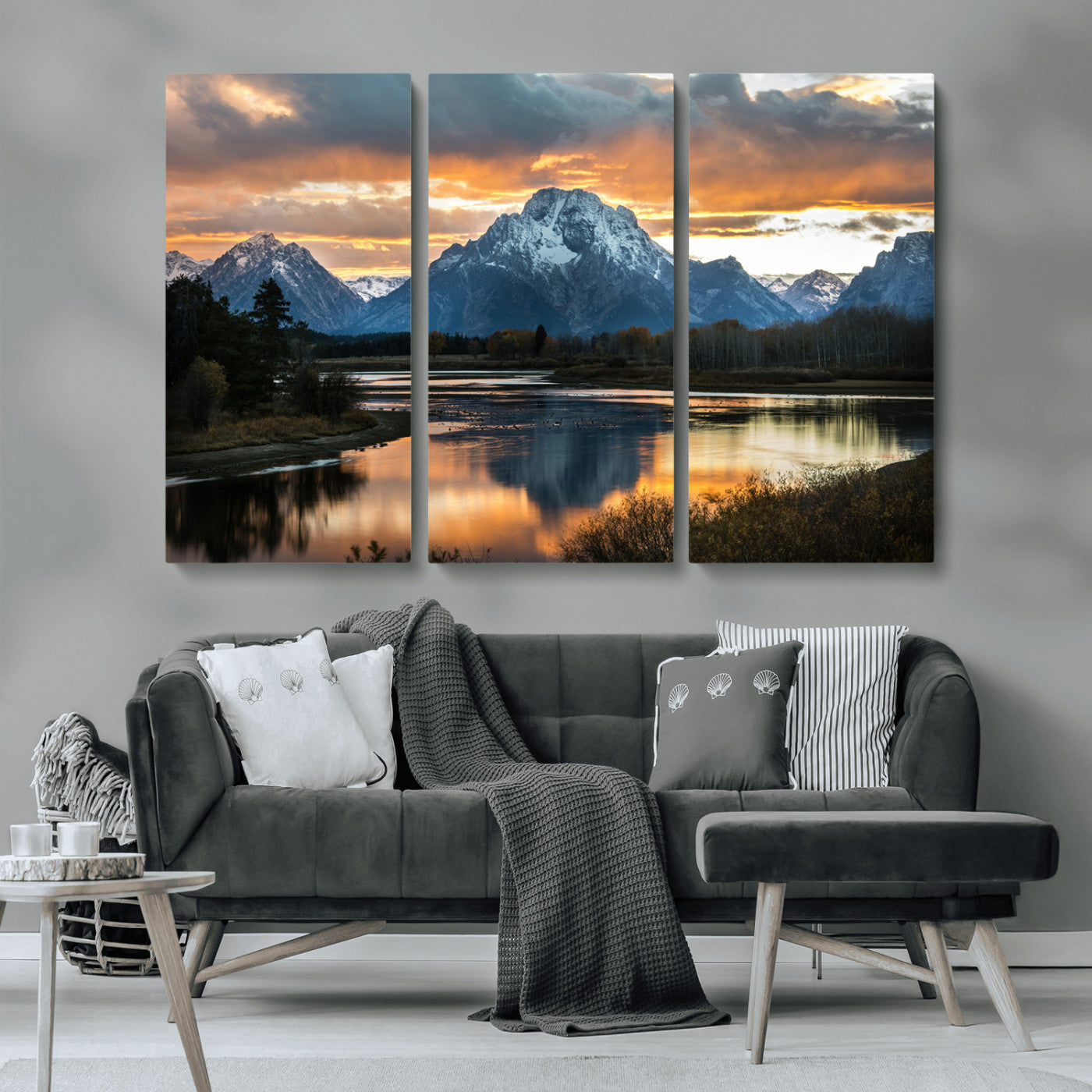 14130176-MGV-CV-36X24-Mountain Sunset Wall Art Canvas Print, Framed Alpine Wilderness Art Picture Print, Golden Hour Perfect Rustic Wilderness Decor