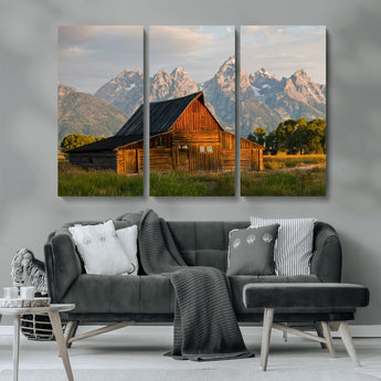 31771014-MGV-CV-36X24-Rustic Barn Wall Art Canvas Print, Framed Western Landscape Art Picture Print, Farmhouse Style Perfect Rustic Farmhouse Decor