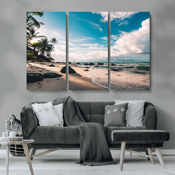 95301406-MGV-CV-36X24-Tropical Beach Wall Art Canvas Print, Framed Ocean Waves Art Picture Print, Relazxing Seascape Perfect Tropical Coastal Decor