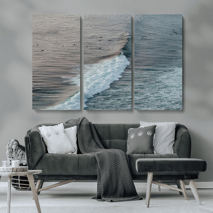 23077324-MGV-CV-36X24-Ocean Waves Wall Art Canvas Print, Framed Coastal Serenity Art Picture Print, Surf Aesthetic Perfect Modern Coastal Decor Artwork