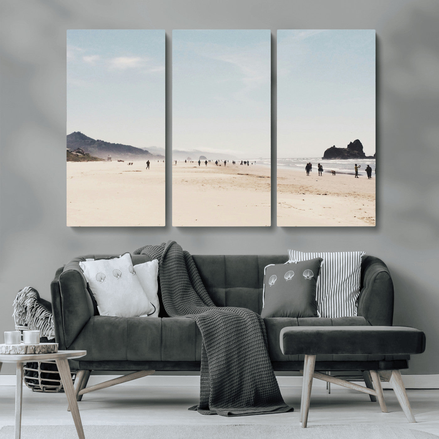 28307820-MGV-CV-36X24-Minimalist Beach Wall Art Canvas Print, Framed Coastal Serenity Art Picture Print, Soft Sand Perfect Modern Coastal Decor Artwork