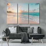 94538225-MGV-CV-36X24-Beach Sunset Wall Art Canvas Print, Framed Ocean Waves Art Picture Print, Summer Escape Perfect Coastal Serenity Decor Artwork