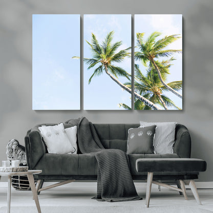 54719115-MGV-CV-36X24-Palm Trees Wall Art Canvas Print, Framed Tropical Aesthetic Art Picture Print, Coastal Serenity Perfect Tropical Minimalist Decor